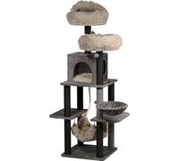 dobar® Rascador Sophie XL de Madera con Fundas de Color Antracita y extraíbles, Muebles para Gatos estables para el Cuidado de Las Garras y Dormir, 50 x 50 x 160 cm