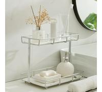 Dobbyby Organizador de baño para encimera, Organizador de Perfume, Organizador de Maquillaje, Almacenamiento de cosméticos, Estante de exhibición de 2 Niveles, Bandeja de tocador de Acero Inoxidable,
