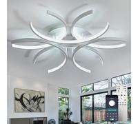 Dobecd Blanca lampara araña Inteligente Regulable Función Memoria lampara techo dormitorio con mando a distancia y APP Moderna LED tricolor plafones de techo para salón o cocina-80Cm