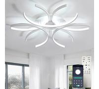 Dobecd Blanca lampara araña Inteligente Regulable Función Memoria lampara techo dormitorio con mando a distancia y APP Moderna LED tricolor plafones de techo para salón o cocina-60CM