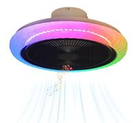 Dobecd Ventilador De Techo Con Luz Rgb Lampara Con Ventilador Techo Dormitorio App Alexa Ventoinha De Teto Reversible LED Regulable Cambia De Color Silencioso Dormitorio Salón 50cm 6 Velocidades.
