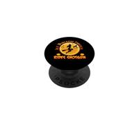 Doberman Dog Rides Shotgun Witch Broom Funny Halloween PopSockets PopGrip Adhesivo