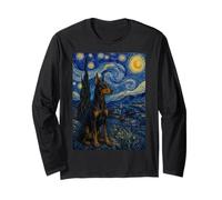 Doberman Pinscher Dog Van Gogh Noche Estrellada Manga Larga