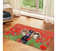 Doberman Pinscher In The Flower,Waterproof Pet Feeding Mat,PU Leather Placemats for Cat Dog Water Bowl,Food Mats,30x45cm