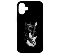 Doberman Pinscher Tocando Guitarra Rock Música Amante de los Carcasa para iPhone 16 Plus