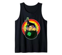Dobermann Lucky Dog Leprechaun Hat Shamrock St Patricks Day Camiseta sin Mangas