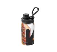 Dobermdog House - Botella de agua aislada de 12 onzas con impresión de puerta abierta, botella de agua aislada para viajes, deportes espaciales, boca ancha, acero inoxidable