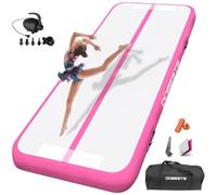 DOBESTS Air Tumbling Track Colchoneta hinchable de 10/20 cm de altura, tamaño 2m/3m/4m/5m/6m, esterilla de entrenamiento con bomba de aire eléctrica (rosa, 5m20)