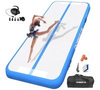 DOBESTS Air Tumbling Track - Colchoneta hinchable de 3 m, 4 m, 5 m, 6 m, 4 pulgadas de grosor, yoga, entrenamiento, animadoras, diversión acuática con bomba eléctrica (azul, 6 m)
