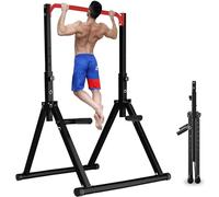 DOBESTS Estación de Dominadas Plegable Power Tower Dip Station,Estación de Fondos,Altura Ajustable, Multifuncional Maquina Dominadas Gimnasio en Casa for Pull Up& Dip Training(011,red)