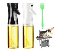 DOBIGER 2 Piezas Pulverizador Aceite Spray Cristal, 200ml Spray Aceite Cocina, Aceitera Spray Pulverizador con Pincel de Silicona, Difusor Aceite Cocina para Freidora de Aire, Grill, Ensalada