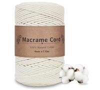 DOBIGER Hilo de Macramé Beige 4mm x 170m - Cuerda de Algodón Gruesa para Maceteros Colgantes, Tapices y Decoración | Alta Resistencia, Ideal para Exteriores