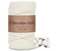 DOBIGER Hilo de Macramé Beige 6mm x 80m - Cuerda Más Gruesa de Algodón para Hamacas, Muebles Rústicos y Proyectos Pesados | Máxima Resistencia