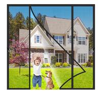 Doble Apertura Lateral Mosquitera Puertas Negro 155x195cm Apertura Lateral Cortina Magnética Ventana Exterior Corredera Mantiene Insectos afuera para Puertas de Salón Balcón Corredor