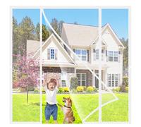 Doble Apertura Mosquitera Puerta Blanco 165x205cm Mosquiteras para Ventana Magnética Automático Resistente al desgarro Sin Taladrar para Terraza Balcón Puertas de Sótano