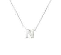 doble aro - Colgante para Mujer con Letra Inicial - Collar con Inicial para mujer - Colgante de Plata de Ley 925/1000 con Iniciales. Modelo N Plata.