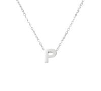 doble aro - Colgante para Mujer con Letra Inicial - Collar con Inicial para mujer - Colgante de Plata de Ley 925/1000 con Iniciales. Modelo P Plata.