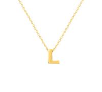 doble aro - Colgante para Mujer con Letra Inicial - Collar con Inicial para mujer - Colgante de Plata de Ley 925/1000 con baño de Oro de 18 Kt con Iniciales. Modelo L Oro.