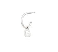 doble aro - Pendiente con Letra Inicial para Mujer - Pendiente con Letras Iniciales en Plata de Ley 925/1000 - Pendiente de Plata con Letra para Mujer- Modelo G Plata