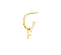 doble aro - Pendiente con Letra Inicial para Mujer - Pendiente con Letras Iniciales en Plata de Ley 925/1000 - Pendiente de Plata con Letra en baño de Oro de 18kt - Modelo F Oro