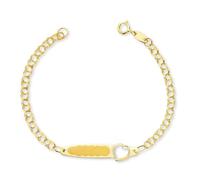 doble aro Pulsera bebé Oro 18k personalizada - Esclava Clásica para recién nacido - Grabado nombre y fecha - 12cm - Primera postura - Fabricada Joyeros artesanos (Modelo Corazón)
