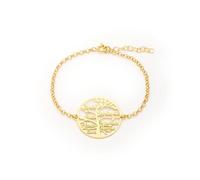 doble aro Pulsera Personalizable del Árbol de la Vida | Lleva los Nombres de la Familia Contigo | de Estilo Sofisticado | en Plata de Ley | Joyería Especial para Mamá o la Abuela (Color Oro)