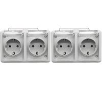 Doble base schuko. Doble base estanco para exterior IP54. (Paquete de 2)