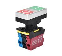 Doble botón pulsador de 22 mm, interruptor de botón de reinicio de dos posiciones con LED, 12 V 24 V 220 V AC ON/OFF START STOP 1 NO 1 NC LA36 M 1 pieza (Flat-o, 1NO1NC_24V)