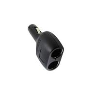 Doble conector de mechero con fusible y LED, ideal para cargar dispositivos y proteger circuitos eléctricos.