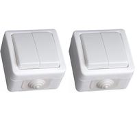 Doble conmutador de superficie exterior, conmutador doble IP54 250V 10A (Paquete de 2)