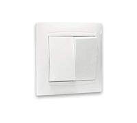 Doble conmutador empotrable, control de luz, fácil instalación, diseño moderno, ideal para iluminación de hogares y oficinas.