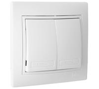 Doble Conmutador Interruptor 10AX 250V Empotrable Blanco, Monobloc con Marco, 83 x 81 mm