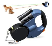 Correa doble retráctil para perros, correa doble para 2 perros, correa doble para perros, correa para perros de 3 m, correa para perros con luz, mango antideslizante, para perros pequeños y medianos