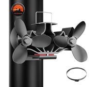 Doble cuchilla: ventilador de estufa de leña alimentado por calor, ventilador magnético fuerte KLEVVO, ultra silencioso y de alta velocidad de viento, ventilador térmico automático con termómetro y