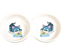 Doble cuenco 2 × 0,15 l/ø 11 cm/23 × 3 × 11 cm blanco