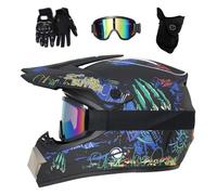 Doble Deporte MTB Casco de Motocross, con Gafas Guantes Mascarilla, Juventud Niños Integral Todoterreno ATV Scooter Callejero Motocicleta Cascos, Descenso BMX Quad Dirt Bike Enduro Casco(Matte Black,M
