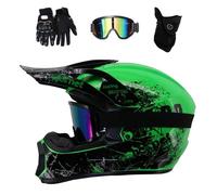 Doble Deporte MTB Casco de Motocross, con Gafas Guantes Mascarilla, Unisexo Juventud Integral ATV Scooter Moto Casco, Cuesta Abajo Enduro Carreras BMX Dirt Bike Casco(Negro,S/52-55CM)
