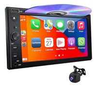 Doble DIN CarPlay Android Auto Car Stereo 6.2 Pulgadas 1080P Pantalla táctil CD Reproductor de DVD Radio para automóvil con cámara de visión Trasera Mirror Link Bluetooth 5.0 FM/Am/AUX/TF/EQ/DSP