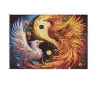 Doble fénix Yin Yang Tai chi Rompecabezas 300 Piezas Cartón para Expertos Fauna Silvestre Mejora Memoria Actividad Tiempo Libre Pack Completo Original 300 PCS