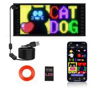 Doble fila de desplazamiento LED, 27 x 12 cm, indicador LED programable, letrero luminoso personalizado para coche, camión, texto, graffiti, aplicación inteligente, Bluetooth, USB 5 V/2 A