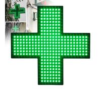 Doble Función Cruz Farmacia - Luz Verde Brillante para Clínicas y Tiendas, Diseño Resistente a la Intemperie,30x30cm