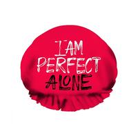 Doble impermeable Gorro de baño para ducha Palabra Letra Perfect Alone Antivalentine's Day Quote Rojo Reutilizable Gorro de ducha de moda para mujeres Belleza, BathHair Spa, Home Hotel Travel Use