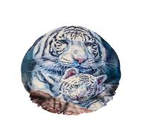 Doble impermeable Gorro de ducha de baño Big Cat White Tiger Mom Baby Cute Cartoon Reutilizable Fashion Shower Hat para mujeres Belleza, BathHair Spa, Home Hotel Travel Use