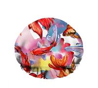Doble impermeable Gorro de ducha de baño Coral Red Betta Fish Blue Water Tail Colors Gorro de ducha de moda reutilizable para mujeres Belleza, BathHair Spa, Home Hotel Travel Use