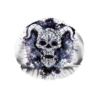 Doble impermeable Gorro de ducha de baño Espantoso Darkwhite Death Devil Head Skull Horn Line Reutilizable Sombrero de ducha de moda para mujeres Belleza, BathHair Spa, Home Hotel Travel Use