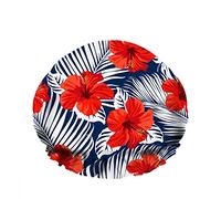 Doble impermeable Gorro de ducha de baño Flores tropicales Hojas de palma Flor de hoja de palma Rojo Reutilizable Gorro de ducha de moda para mujeres Belleza, BathHair Spa, Home Hotel Travel Use