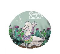Doble impermeable Gorro de ducha de baño Sweet Cactus Hearts Cute Love Smile Llama Cartoon Reutilizable Moda Gorro de ducha para mujeres Belleza, BathHair Spa, Home Hotel Travel Use