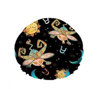 Doble impermeableGorro de baño para ducha Cielo estrellado Lindo doce horóscopo Zodiaco Tauro Dibujos animados Reutilizable Gorro de ducha de moda para mujeres Belleza, BathHair Spa, Home Hotel Trav