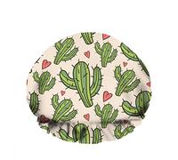 Doble impermeableGorro de baño para ducha Cutest Cactuss Love Heart Summer Tropical Plant Green Reutilizable Fashion Shower Hat para mujeres Belleza, BathHair Spa, Home Hotel Travel Use