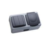 Doble Interruptor + Enchufe Schucko 2p+TT Superficie Makel IP55 36064203